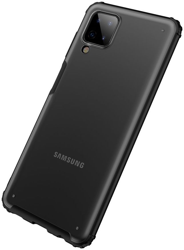 Samsung Galaxy A12 Hoesje Hybrid Armor Back Cover Zwart afbeelding 4