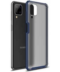 Samsung Galaxy A12 Hoesje Hybrid Armor Back Cover Blauw