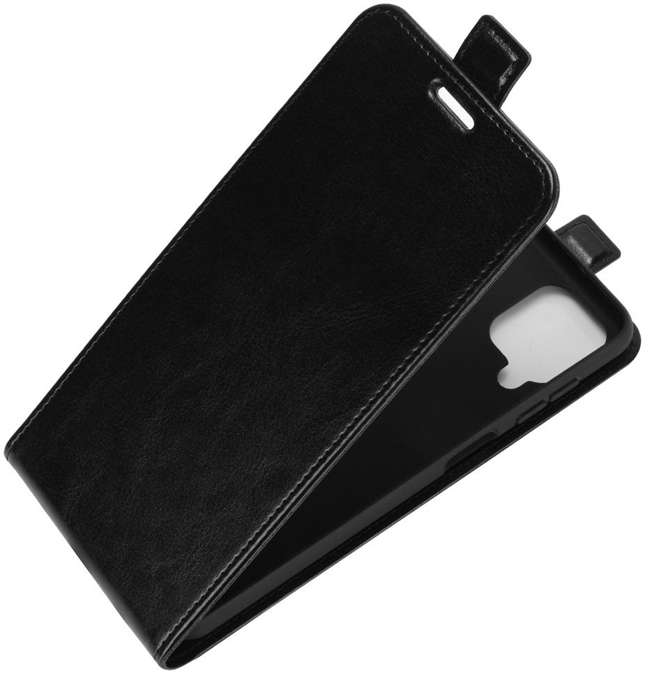 Samsung Galaxy A12 Hoesje Verticale Flip Wallet Case Kunstleer Zwart afbeelding 2