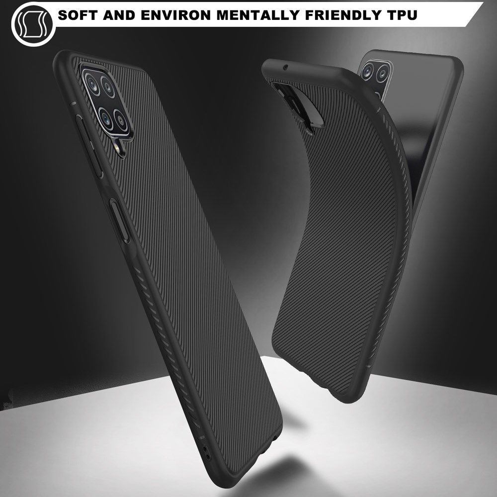 Samsung Galaxy A12 Hoesje Twill Slim Textuur Back Cover Zwart afbeelding 4