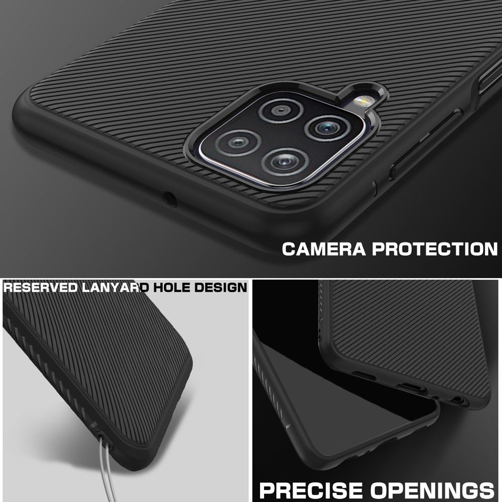 Samsung Galaxy A12 Hoesje Twill Slim Textuur Back Cover Zwart afbeelding 5