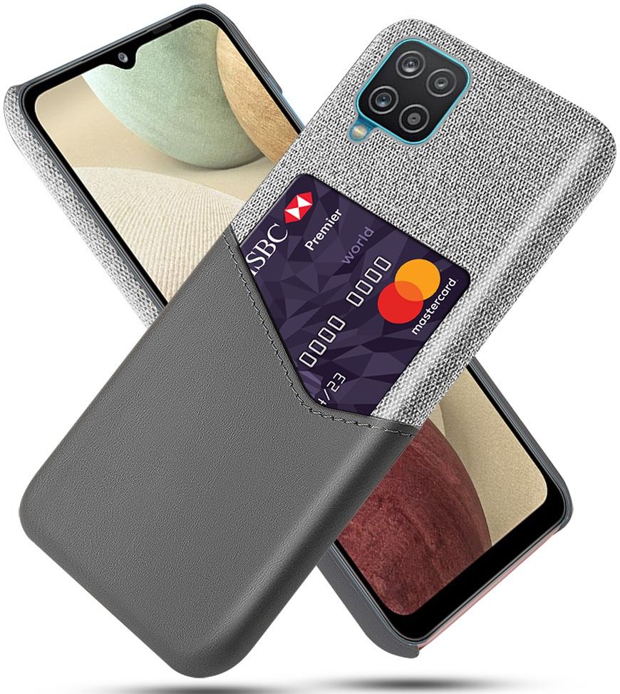 Samsung Galaxy A12 Hoesje met Kaartsleuf Back Cover Grijs afbeelding 1