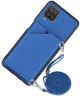 Samsung Galaxy A12 Hoesje Portemonnee Back Cover met Koord Blauw