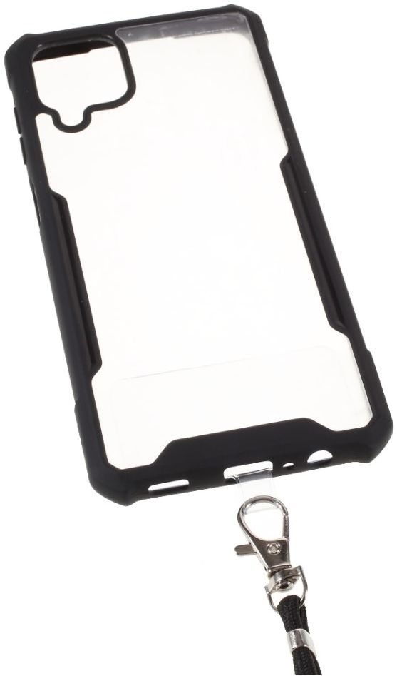 Samsung Galaxy A12 Hoesje met Koord Back Cover Keycord Zwart afbeelding 2