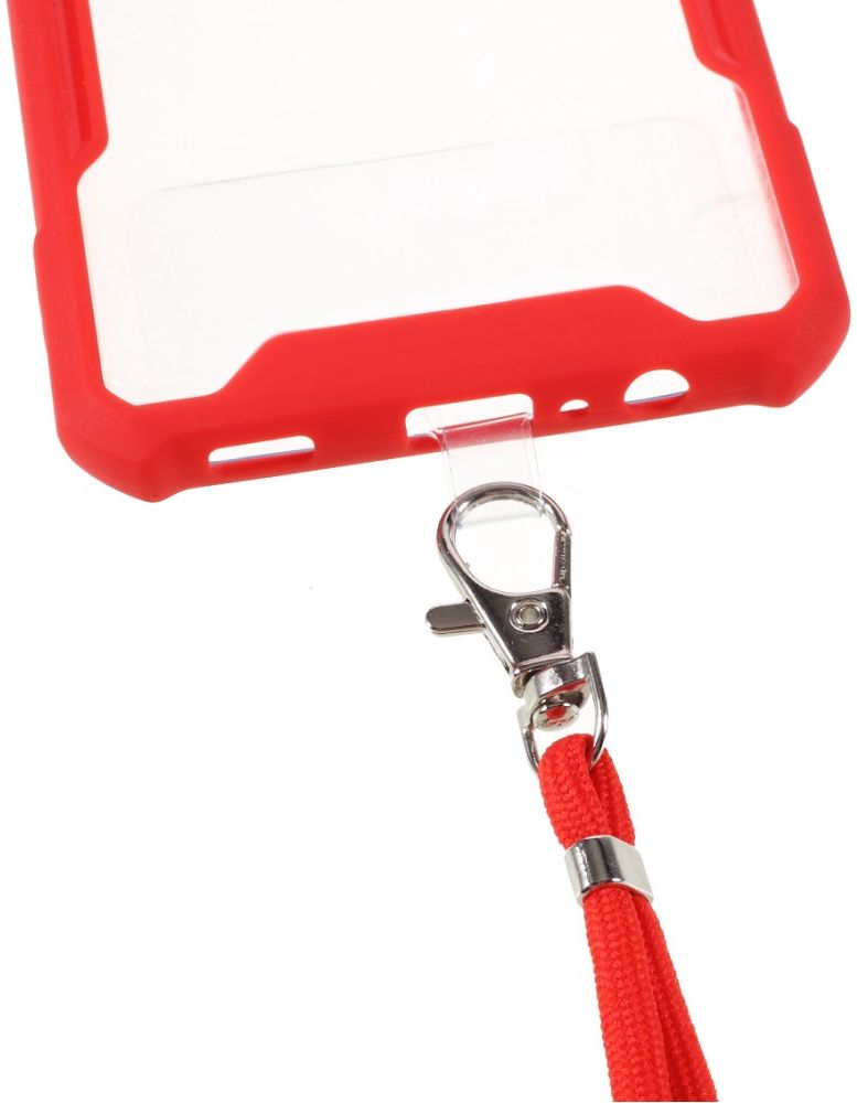 Samsung Galaxy A12 Hoesje met Koord Back Cover Keycord Rood afbeelding 3