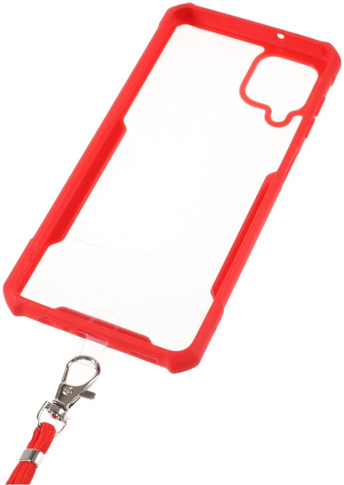Samsung Galaxy A12 Hoesje met Koord Back Cover Keycord Rood afbeelding 5