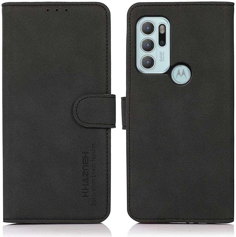 KHAZNEH Motorola Moto G60s Hoesje Retro Wallet Book Case Zwart afbeelding 3
