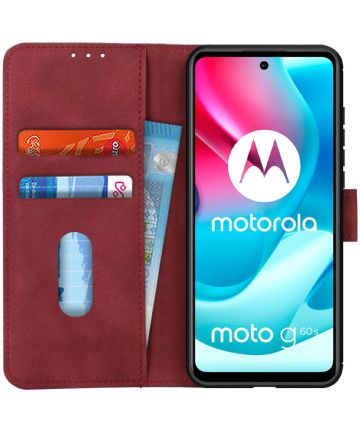 KHAZNEH Motorola Moto G60s Hoesje Retro Wallet Book Case Rood Hoesjes