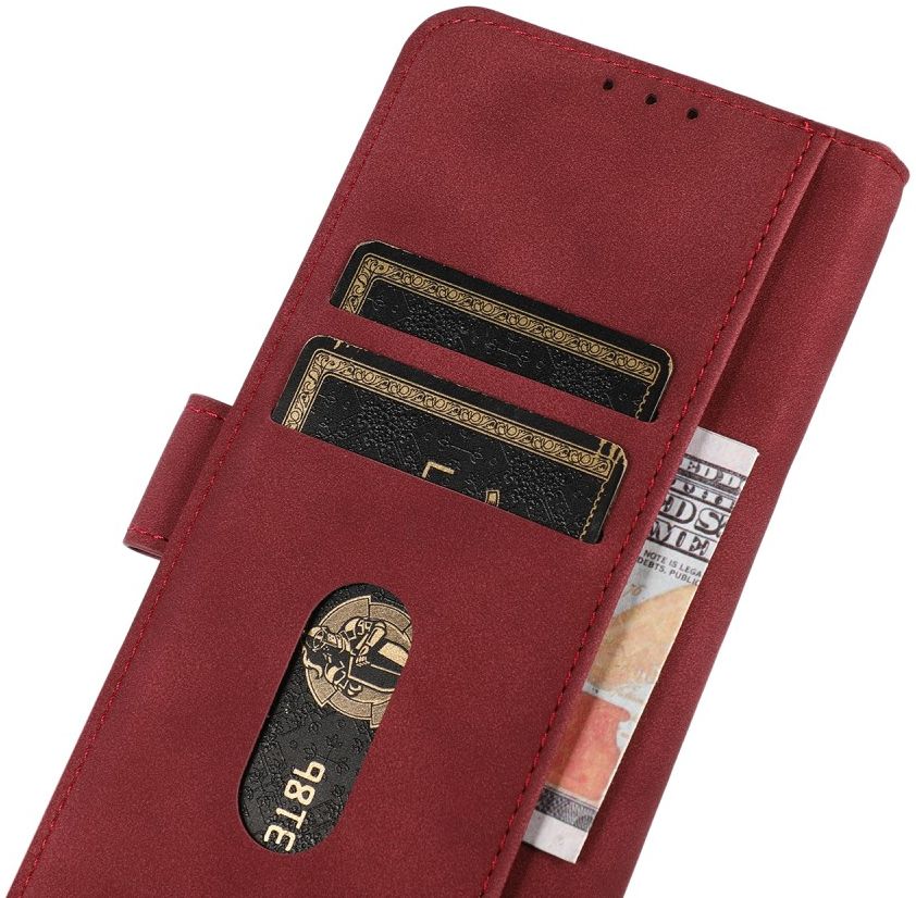 KHAZNEH Motorola Moto G60s Hoesje Retro Wallet Book Case Rood afbeelding 6