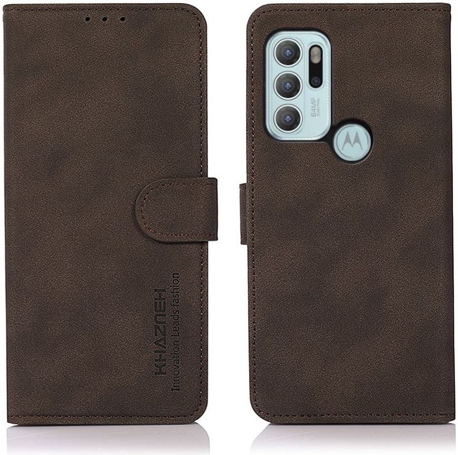 KHAZNEH Motorola Moto G60s Hoesje Retro Wallet Book Case Bruin afbeelding 3