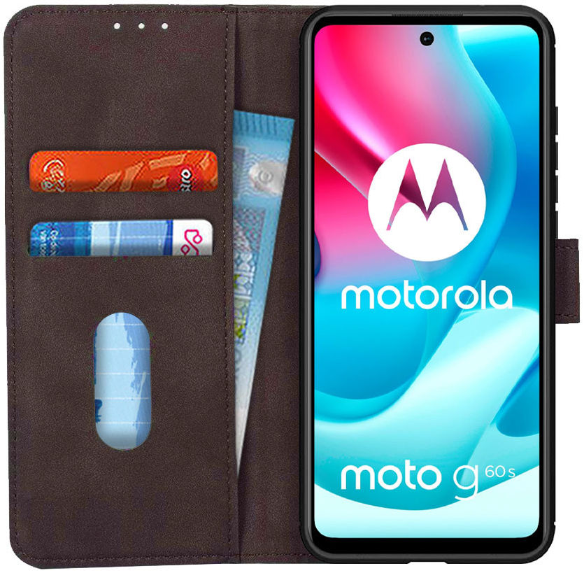 KHAZNEH Motorola Moto G60s Hoesje Retro Wallet Book Case Bruin afbeelding 1