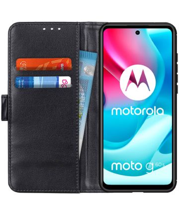 Motorola Moto G60s Hoesje Portemonnee Book Case Kunstleer Zwart Hoesjes