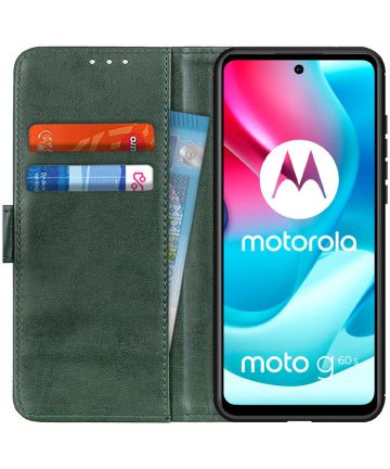 Motorola Moto G60s Hoesje Portemonnee Book Case Kunstleer Groen Hoesjes