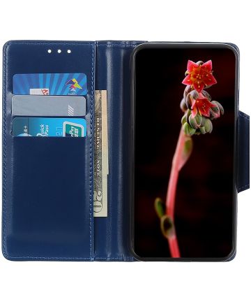 Motorola Moto G60s Hoesje Wallet Book Case Kunstleer Blauw Hoesjes