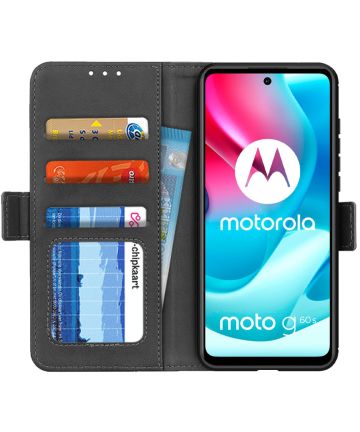 Motorola Moto G60s Hoesje Wallet Kunstleer Book Case Zwart Hoesjes