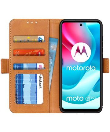 Motorola Moto G60s Hoesje Wallet Kunstleer Book Case Bruin Hoesjes