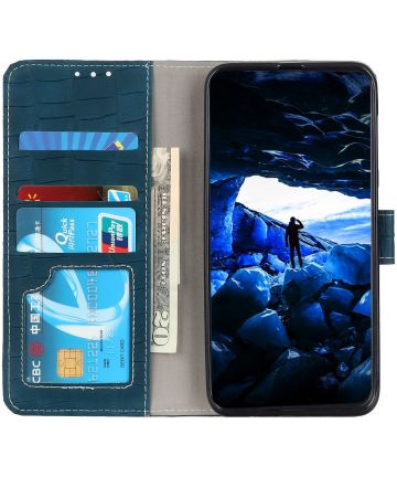 Motorola Moto G60s Hoesje Kunstleer Wallet Book Case Groen Hoesjes