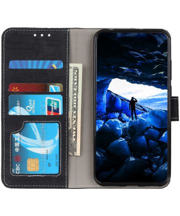 Motorola Moto G60s Hoesje Kunstleer Wallet Book Case Zwart Hoesjes