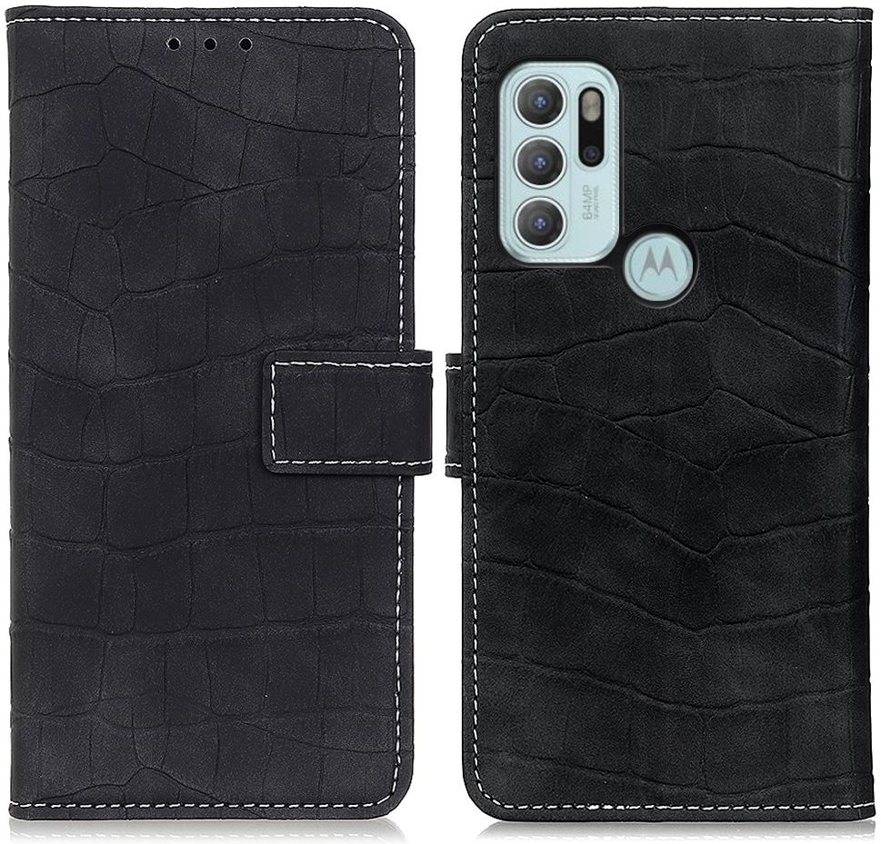 Motorola Moto G60s Hoesje Kunstleer Wallet Book Case Zwart afbeelding 3