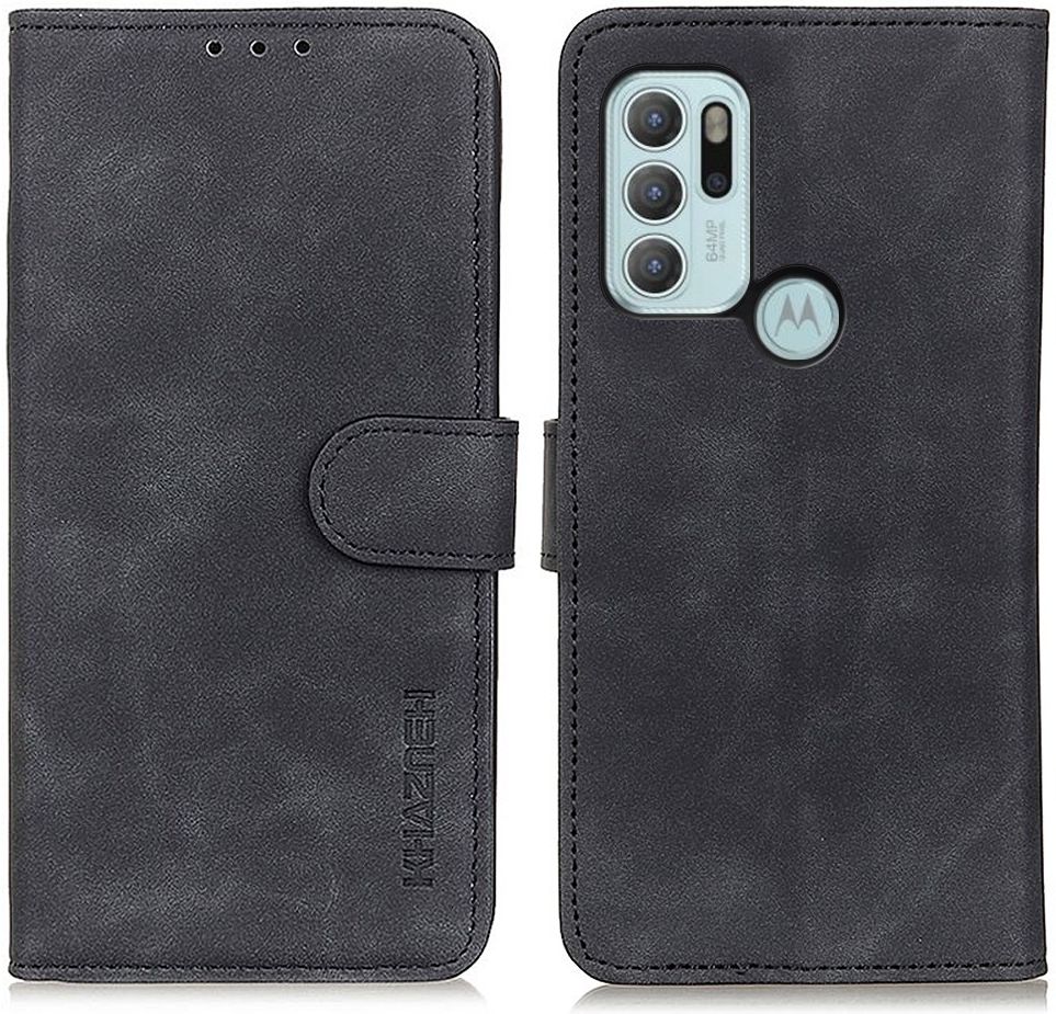 KHAZNEH Motorola Moto G60s Hoesje Wallet Retro Book Case Zwart afbeelding 3