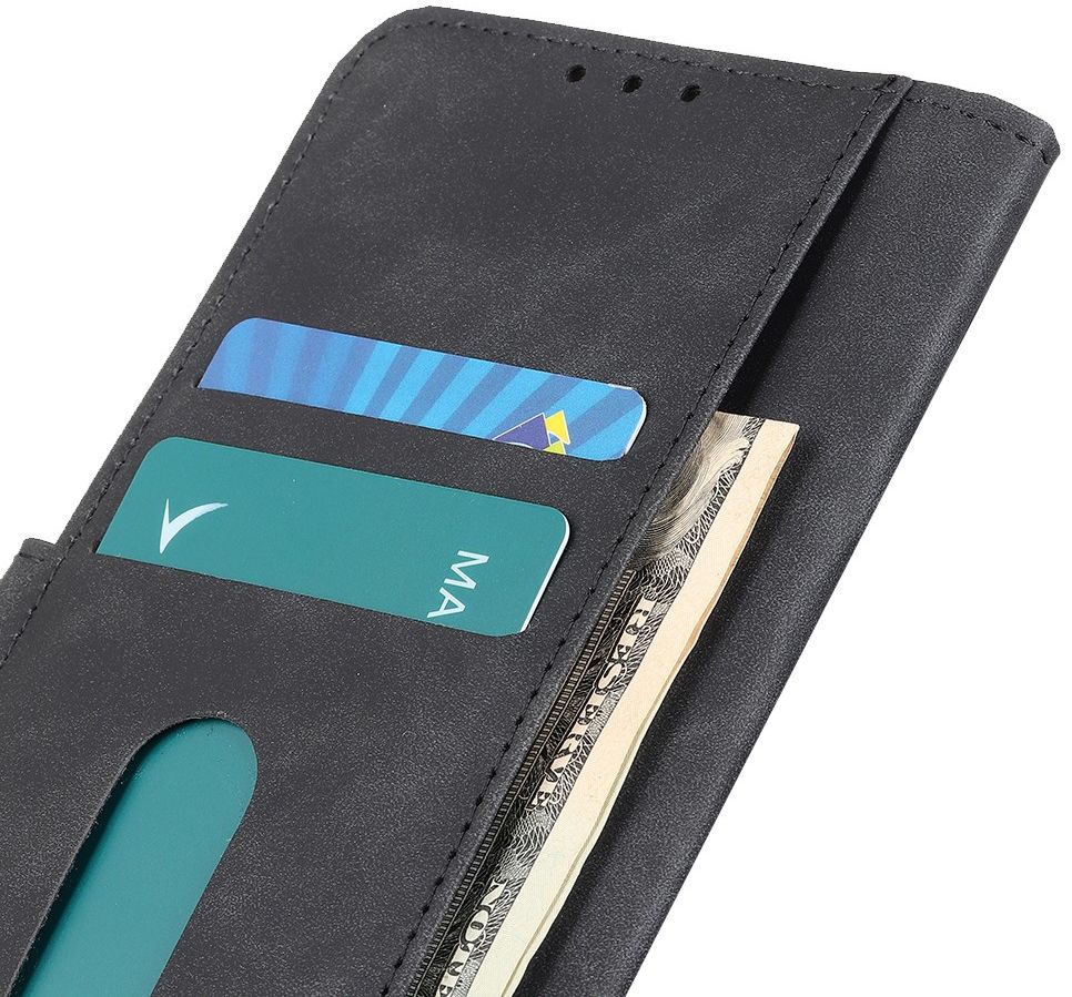 KHAZNEH Motorola Moto G60s Hoesje Wallet Retro Book Case Zwart afbeelding 4