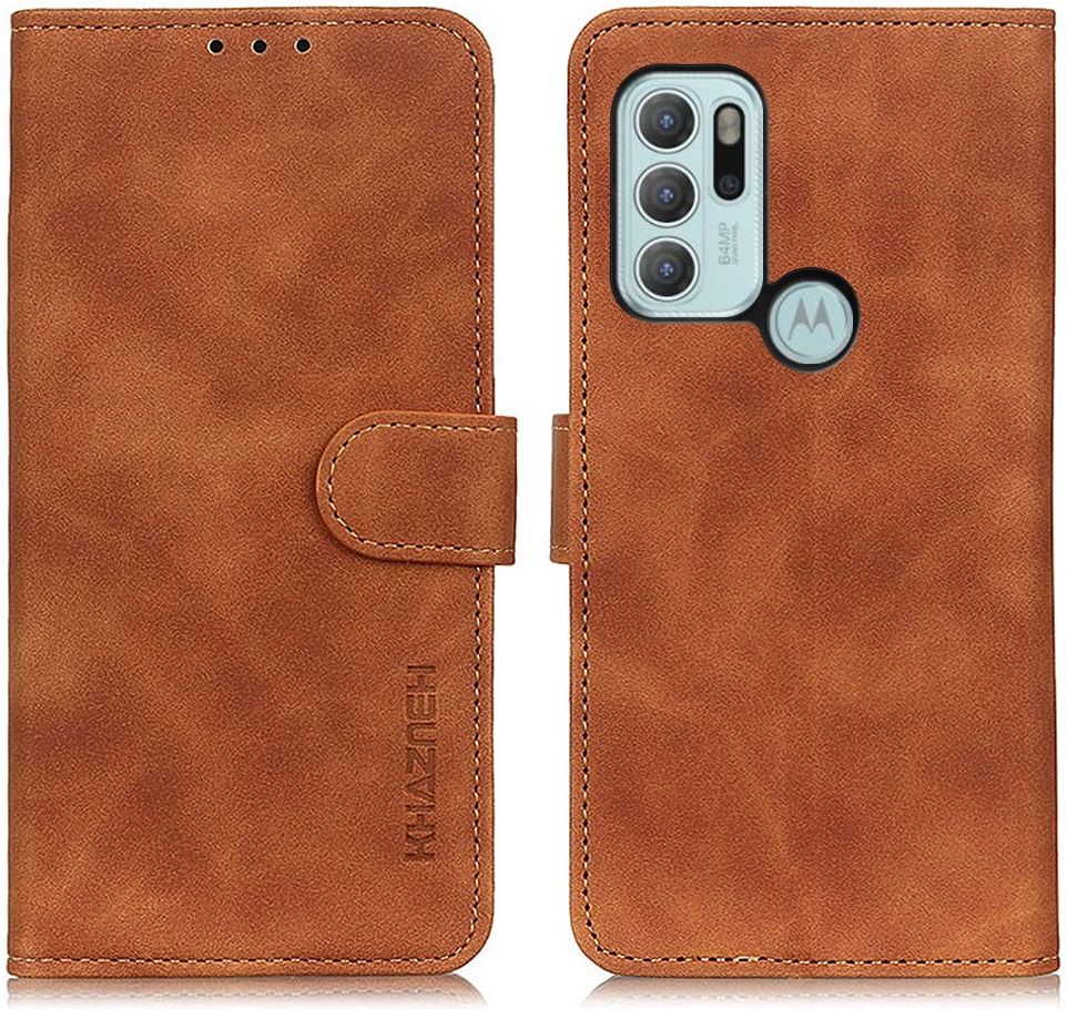 KHAZNEH Motorola Moto G60s Hoesje Wallet Retro Book Case Bruin afbeelding 3