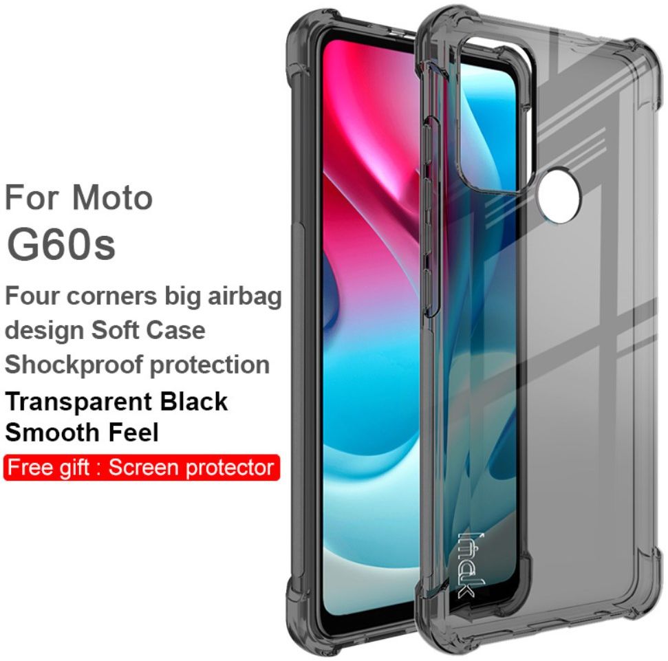 Motorola Moto G60s Hoesje Dun TPU + Screen Protector Transparant Zwart afbeelding 3