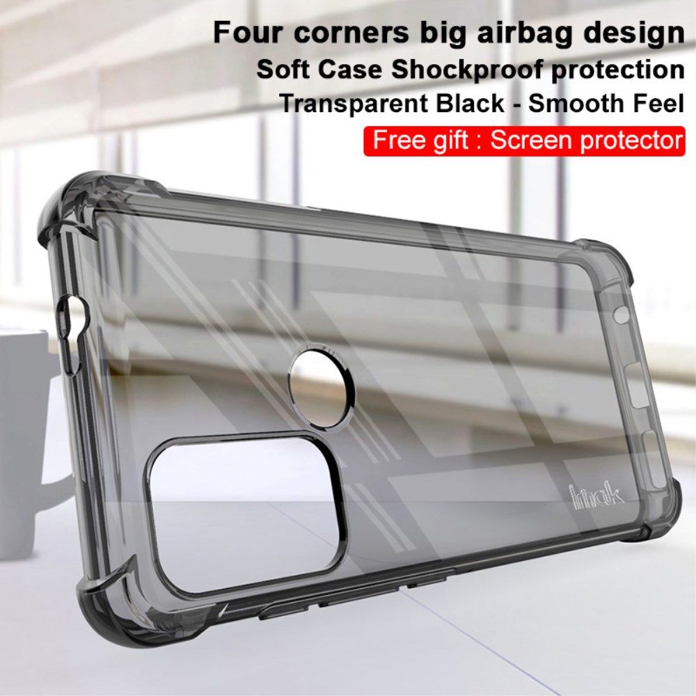 Motorola Moto G60s Hoesje Dun TPU + Screen Protector Transparant Zwart afbeelding 4