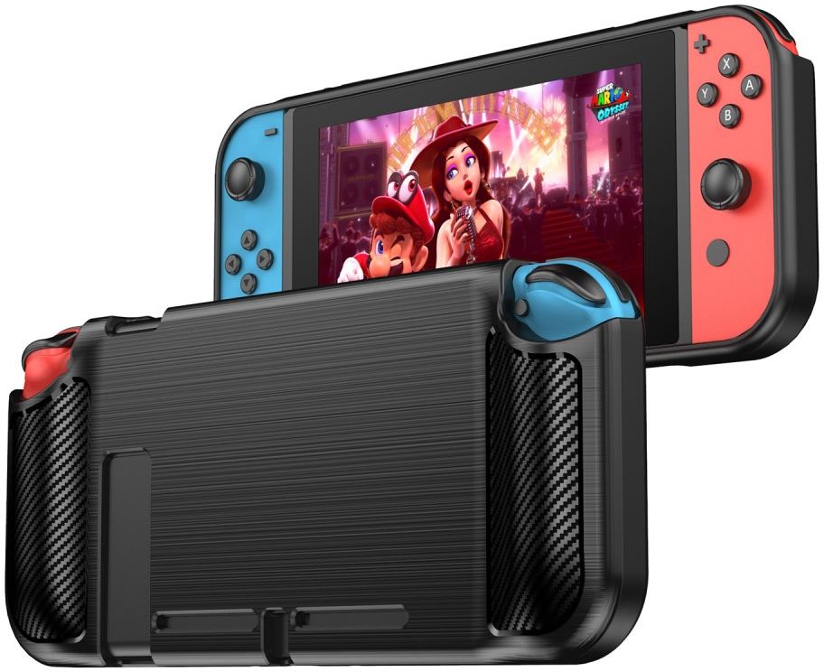 Nintendo Switch Hoesje Geborsteld TPU Flexibele Cover Zwart afbeelding 1