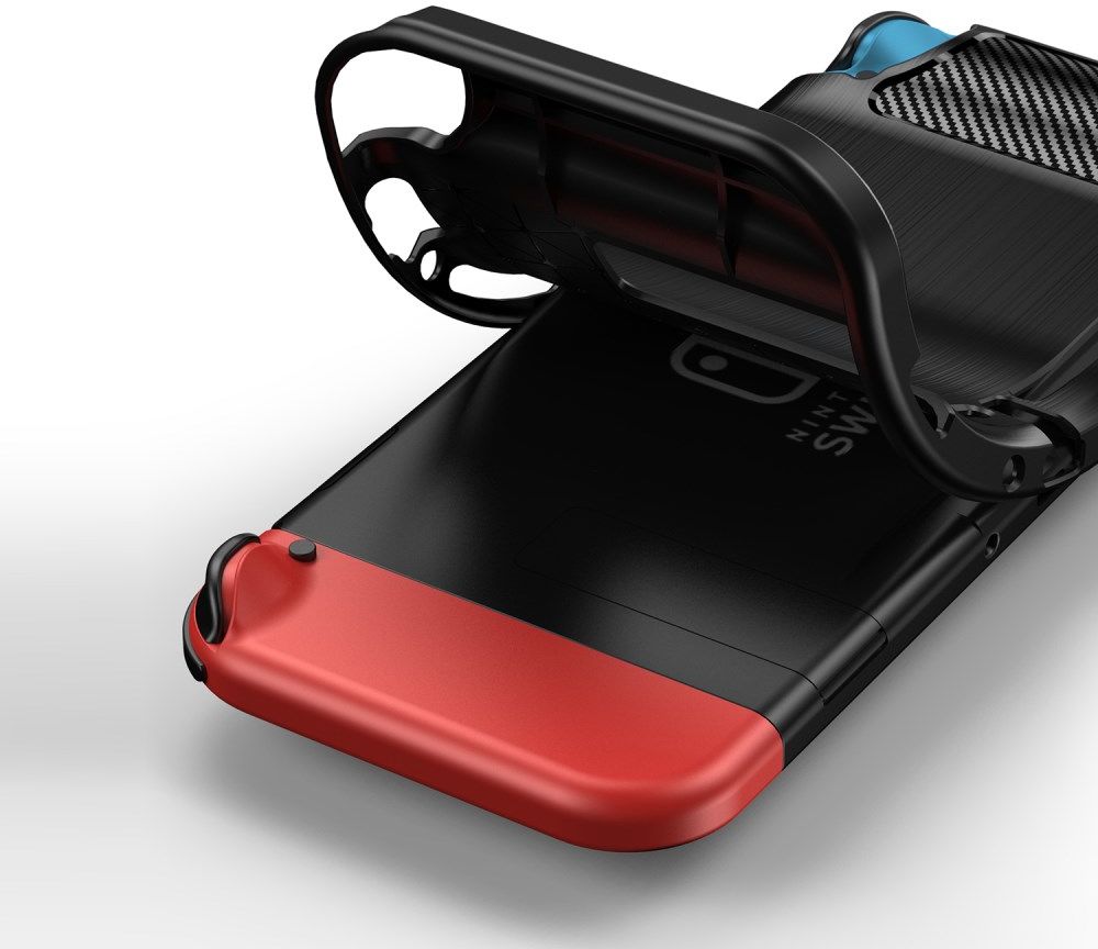 Nintendo Switch Hoesje Geborsteld TPU Flexibele Cover Zwart afbeelding 3