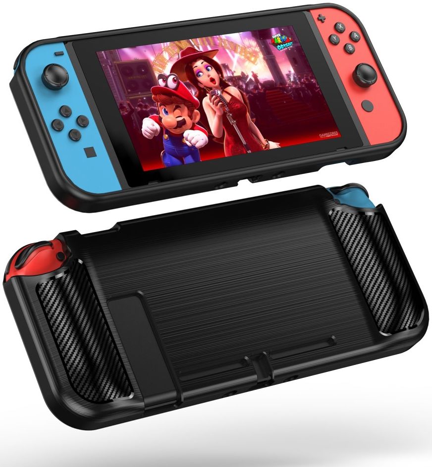 Nintendo Switch Hoesje Geborsteld TPU Flexibele Cover Zwart afbeelding 5
