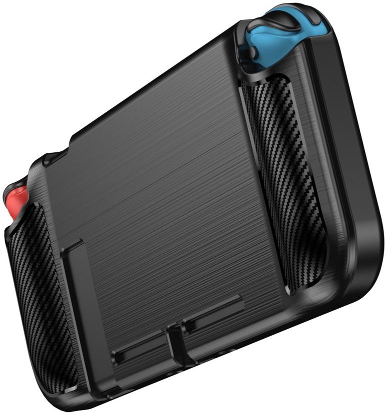 Nintendo Switch Hoesje Geborsteld TPU Flexibele Cover Zwart afbeelding 8