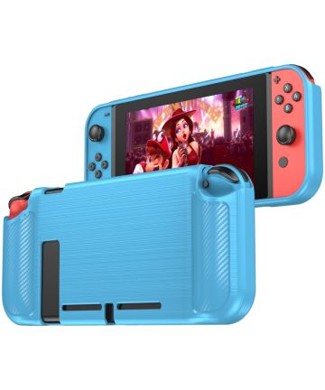 Nintendo Switch Hoesje Geborsteld TPU Flexibele Cover Blauw Hoesjes