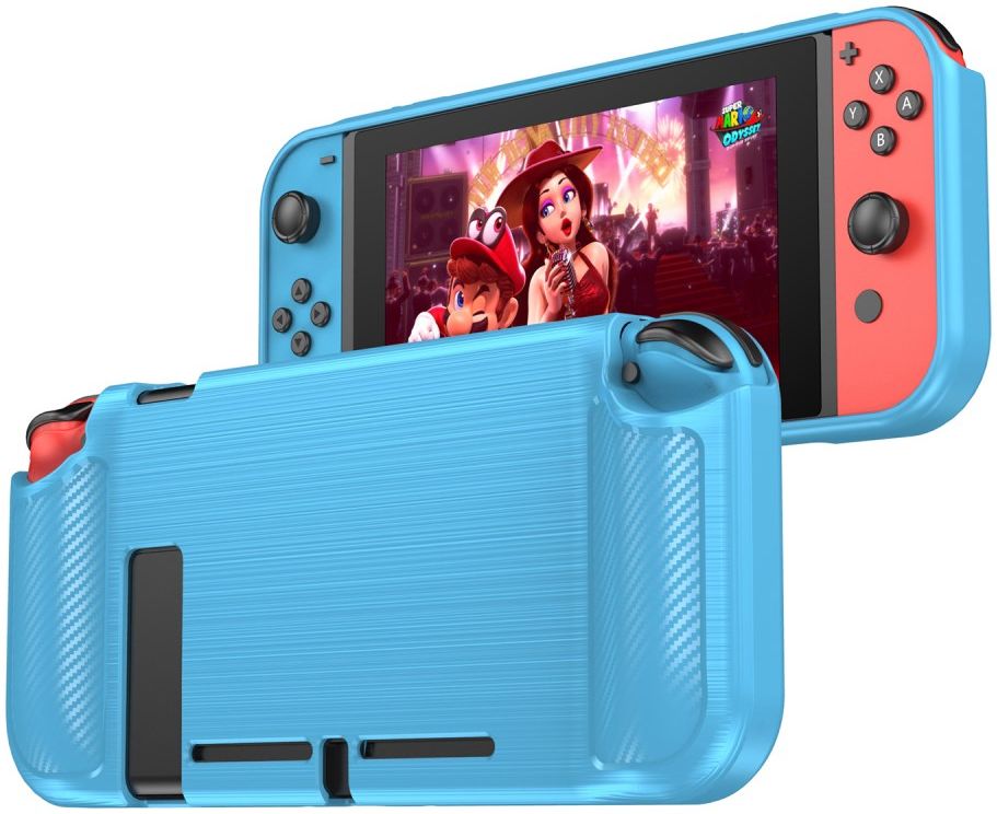 Nintendo Switch Hoesje Geborsteld TPU Flexibele Cover Blauw afbeelding 1