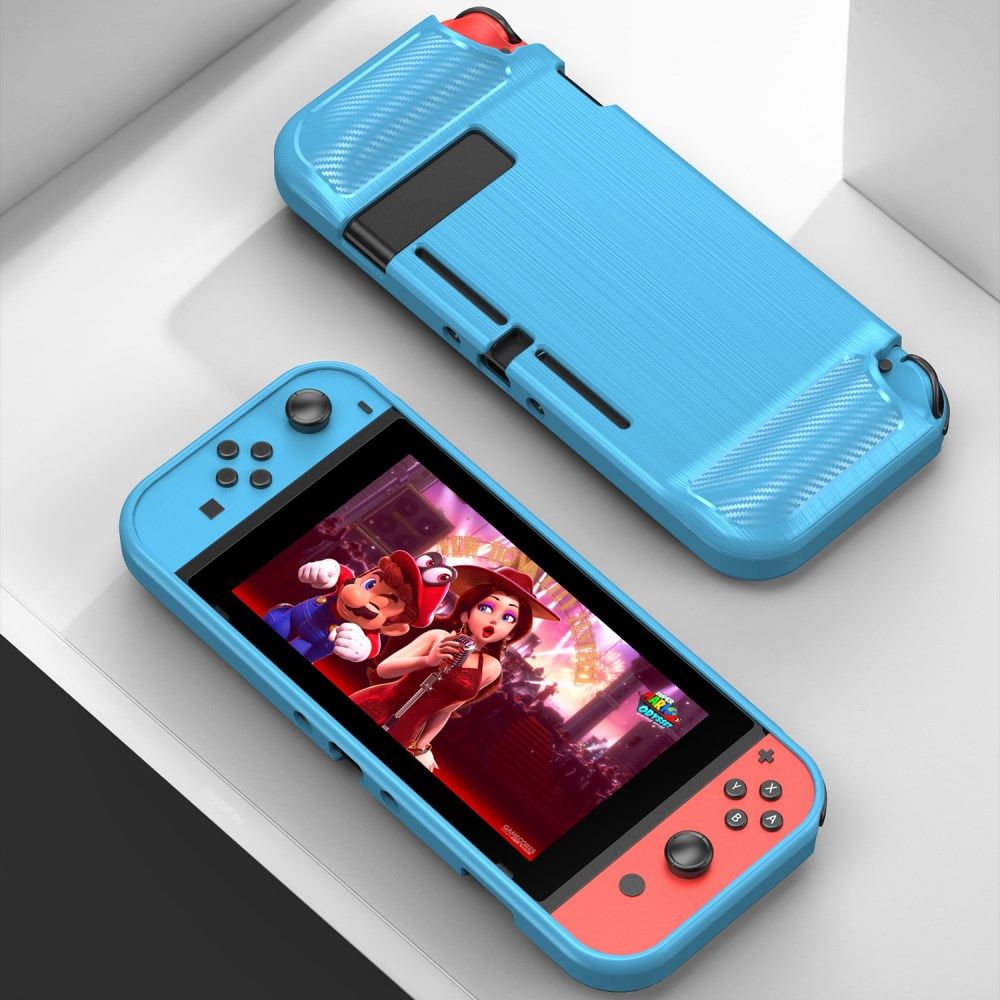 Nintendo Switch Hoesje Geborsteld TPU Flexibele Cover Blauw afbeelding 2