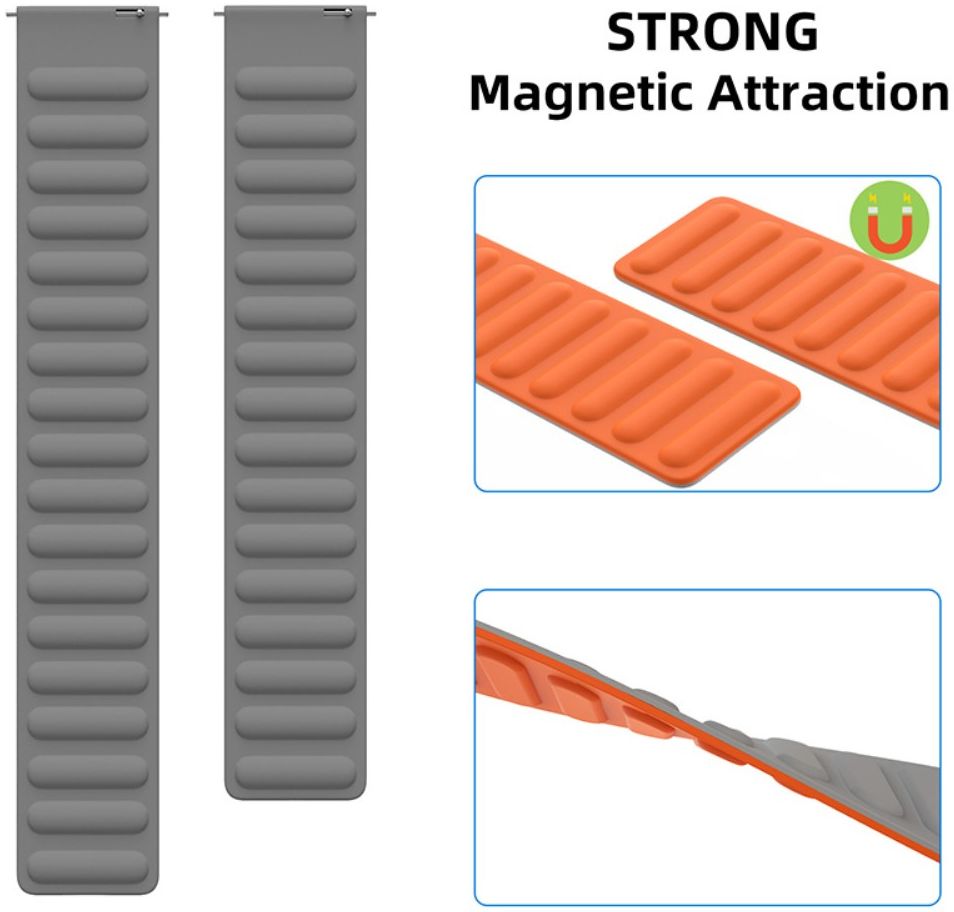 Universeel Smartwatch 22MM Bandje - Siliconen met Magneetsluiting - Oranje afbeelding 3