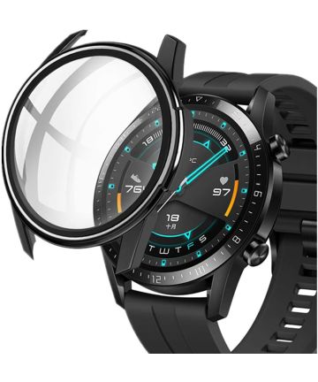 Huawei Watch GT 2 42MM Hoesje Hard Plastic met Tempered Glass Zwart Screen Protectors