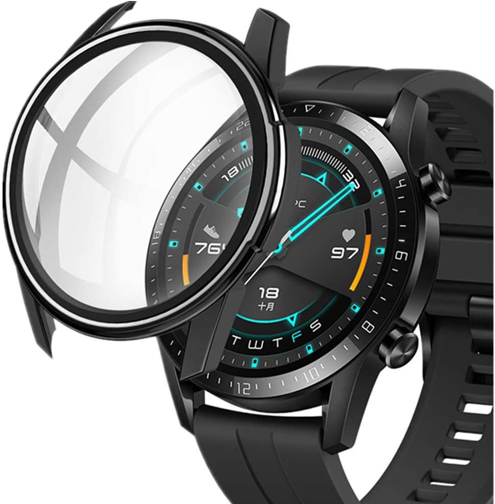 Huawei Watch GT 2 42MM Hoesje Hard Plastic met Tempered Glass Zwart afbeelding 1