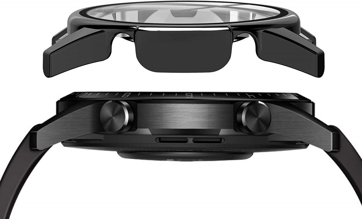 Huawei Watch GT 2 42MM Hoesje Hard Plastic met Tempered Glass Zwart afbeelding 2