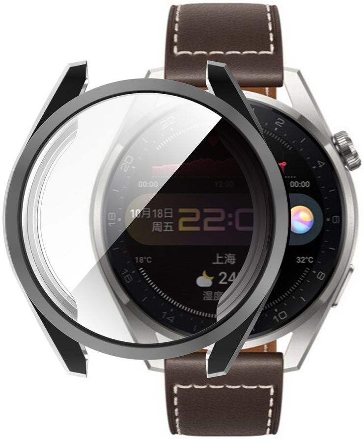 Huawei Watch 3 Pro Hoesje Hard Plastic met Tempered Glass Zwart afbeelding 1