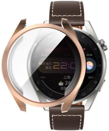 Huawei Watch 3 Pro Hoesje Hard Plastic met Tempered Glass Roze Cases