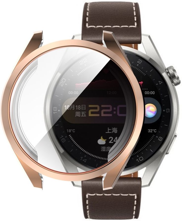 Huawei Watch 3 Pro Hoesje Hard Plastic met Tempered Glass Roze afbeelding 1