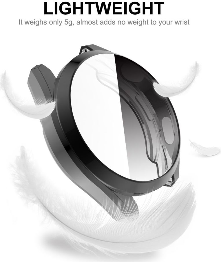 Huawei Watch 3 Pro Hoesje Hard Plastic met Tempered Glass Roze afbeelding 4