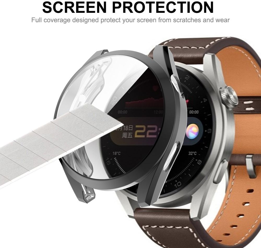 Huawei Watch 3 Pro Hoesje Hard Plastic met Tempered Glass Roze afbeelding 2