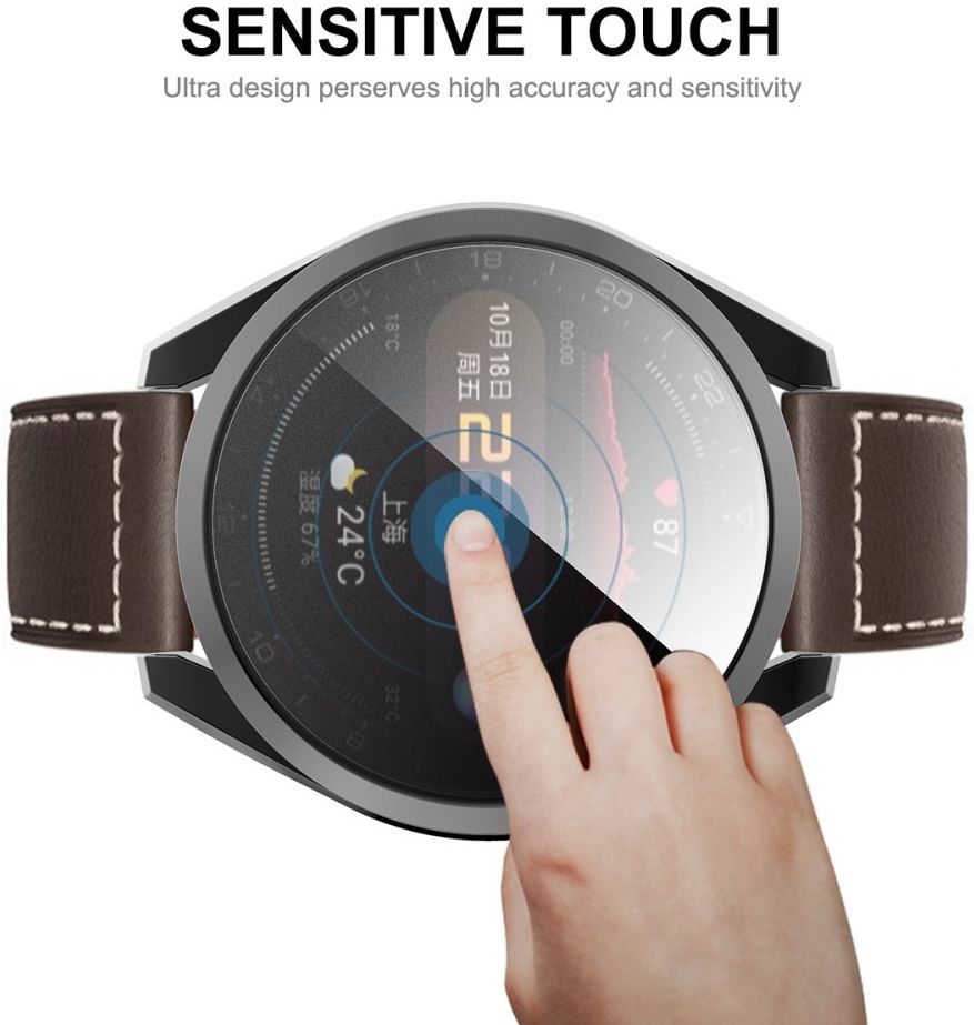 Huawei Watch 3 Pro Hoesje Hard Plastic met Tempered Glass Roze afbeelding 3