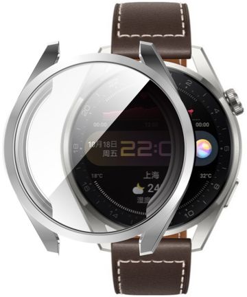 Huawei Watch 3 Pro Hoesje Hard Plastic met Tempered Glass Zilver Cases