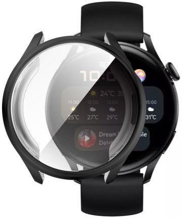 Huawei Watch 3 Hoesje Hard Plastic Bumper met Tempered Glass Zwart Screen Protectors