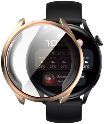 Huawei Watch 3 Hoesje Hard Plastic Bumper met Tempered Glass Roze Screen Protectors