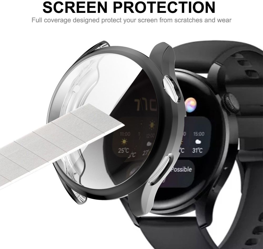 Huawei Watch 3 Hoesje Hard Plastic Bumper met Tempered Glass Roze afbeelding 2