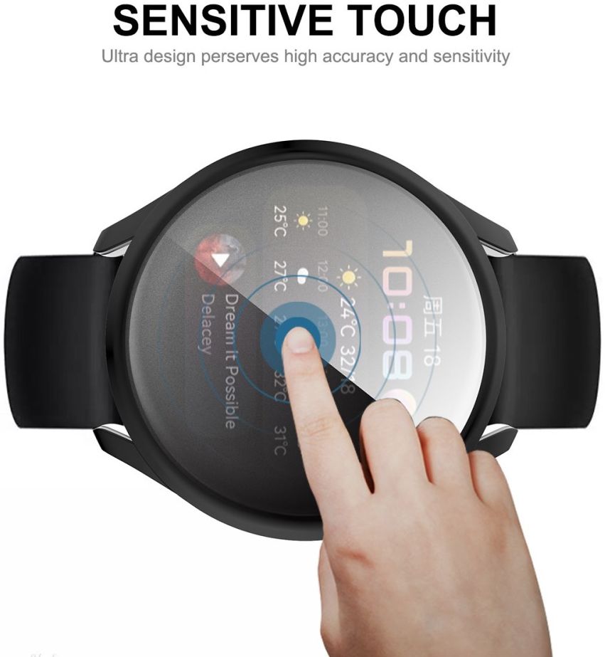Huawei Watch 3 Hoesje Hard Plastic Bumper met Tempered Glass Roze afbeelding 4